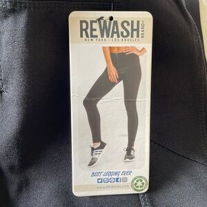 REWASH Jegging Yoga Pants Black High Rise Zip Front Comfortable Casual NWT XS